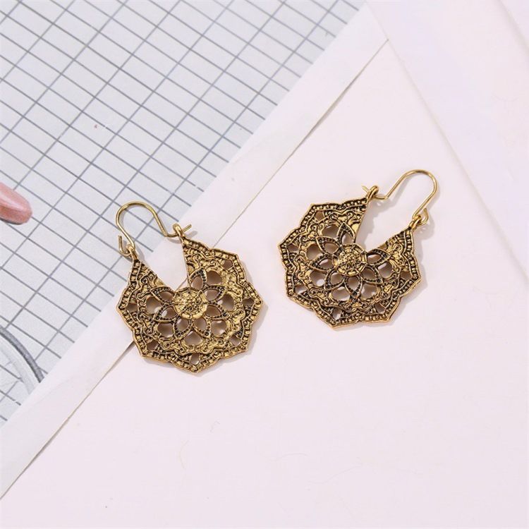 Boucles D'oreilles À Breloques En Alliage Géométrique Ethnique
