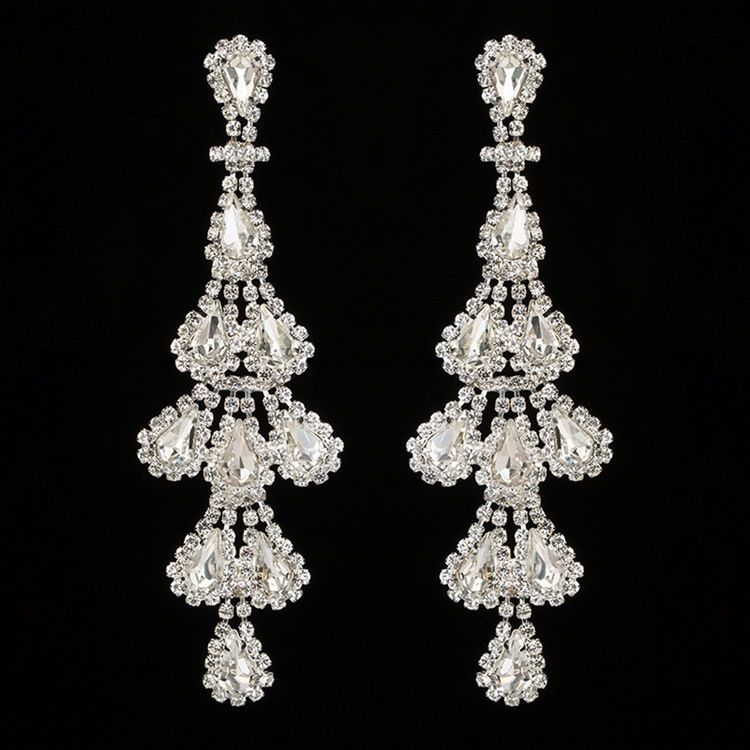 Boucles D'oreilles À Breloques En Strass Et Strass