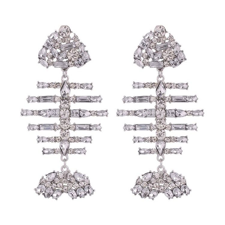 Boucles D'oreilles Brillantes En Strass De Poisson