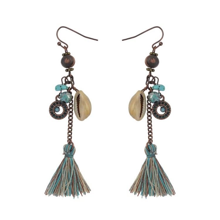 Boucles D'oreilles Pendantes Coquillage Feuille