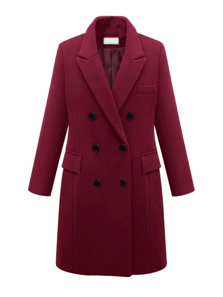 Manteau Décontracté À Manches Longues À Revers Cranté Pour Femmes