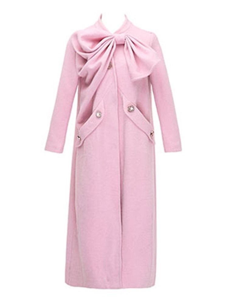 Manteau Nœud Papillon Plissé De Couleur Unie Pour Femmes