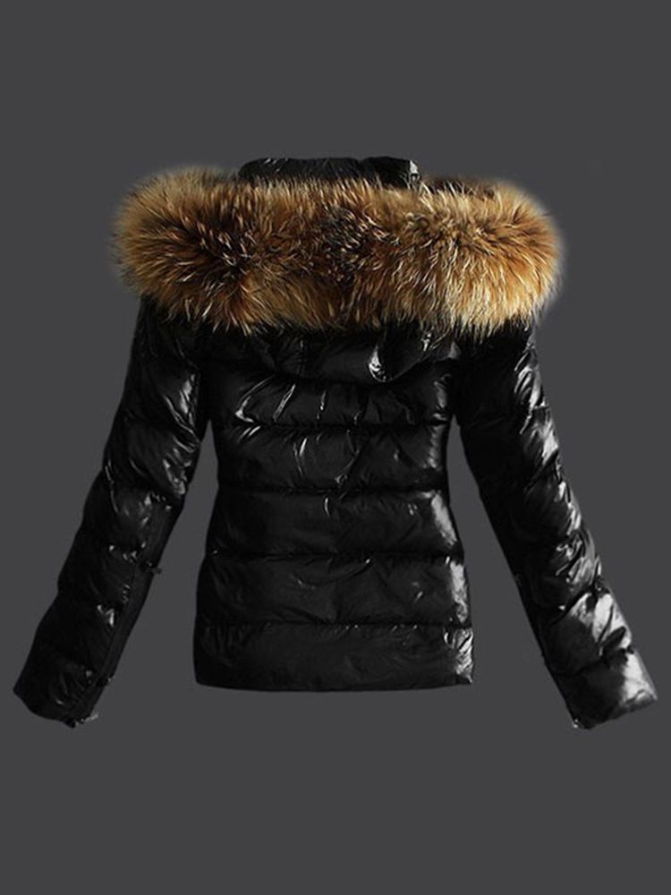 Manteau En Pu En Fausse Fourrure Uni Pour Femme