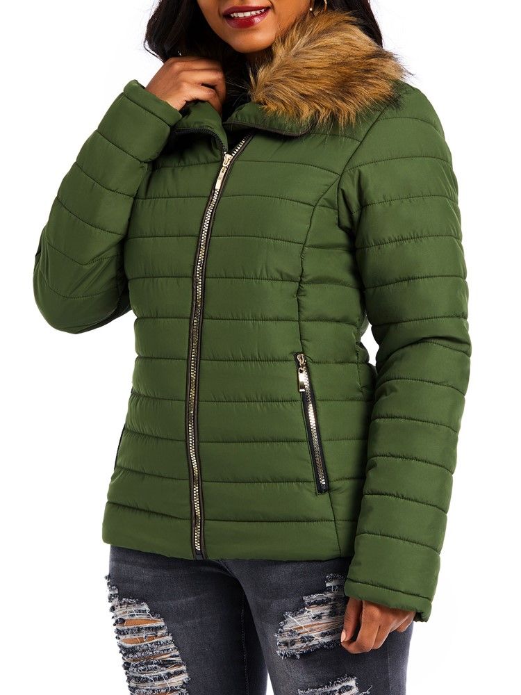 Veste Matelassée En Coton Standard Épais Et Zippé Pour Femme