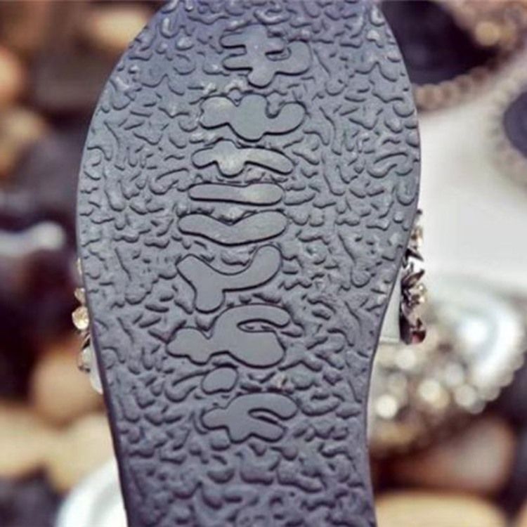 Pantoufles À Enfiler En Pu Avec Strass Pour Femmes