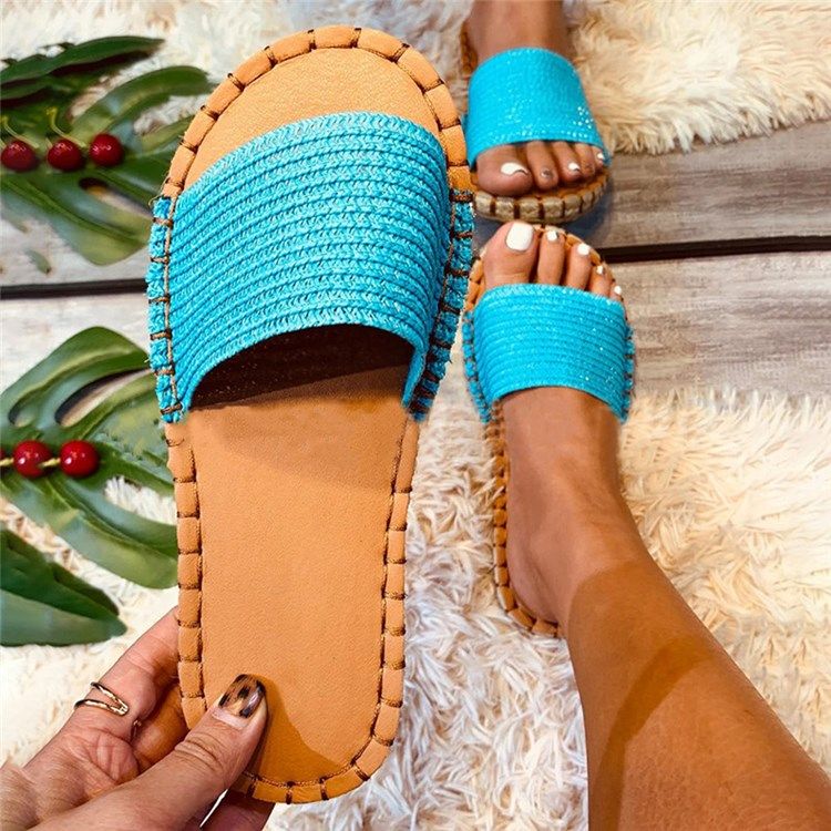 Pantoufles Western Plates Avec Fil À Enfiler Pour Femmes