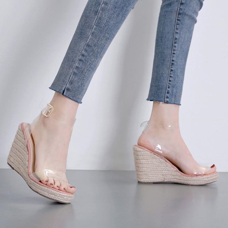Sandales À Bout Ouvert Et Talon Compensé Pour Femmes