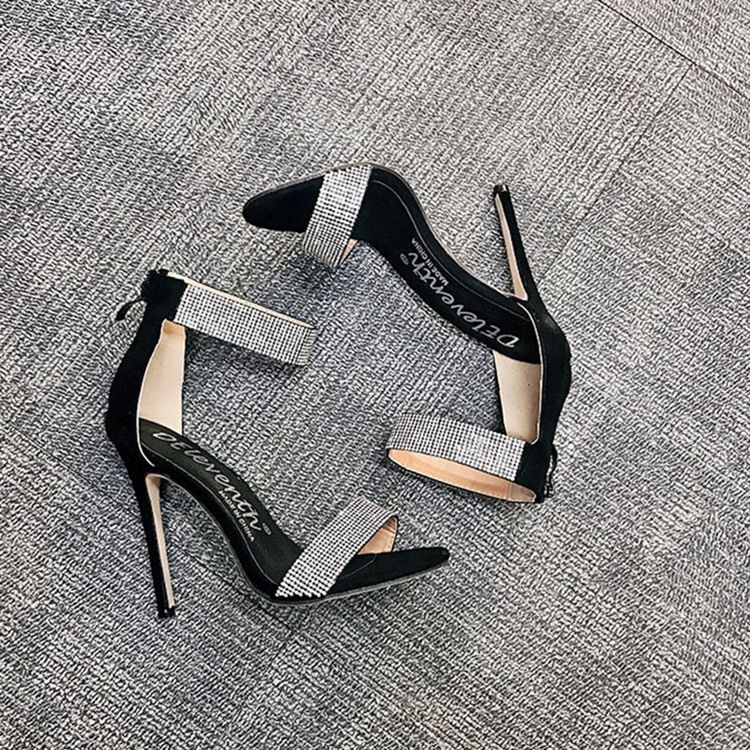 Sandales En Strass À Talon Aiguille Et À Bout Ouvert Pour Femmes