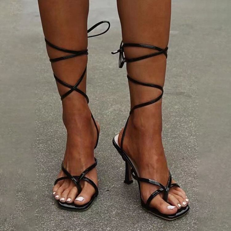 Sandales À Talon Aiguille À Lacets Pour Femmes Occidentales