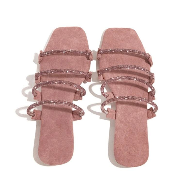 Slip-on Flat Avec Des Pantoufles Décontractées Pour Femmes En Strass